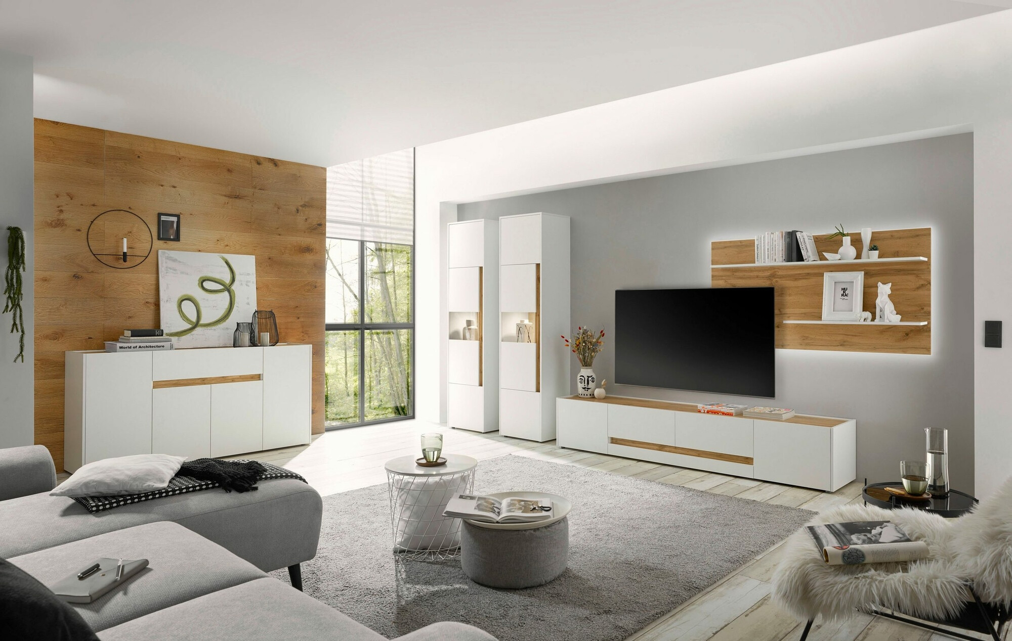 Komód Elbsori 118 (Fehér + Wotan tölgy)