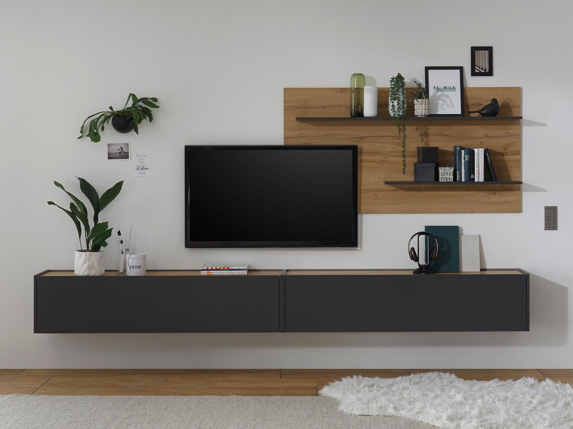 Nappali szett Elbsori 120 (Antracit + Wotan tölgy)