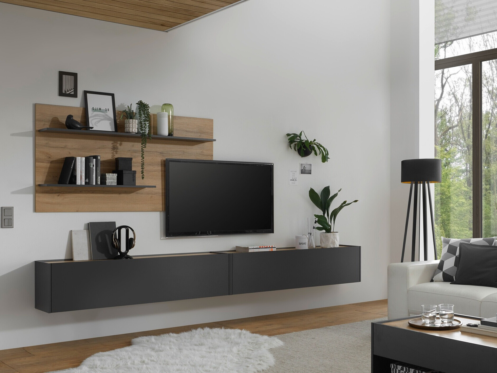 Nappali szett Elbsori 120 (Antracit + Wotan tölgy)