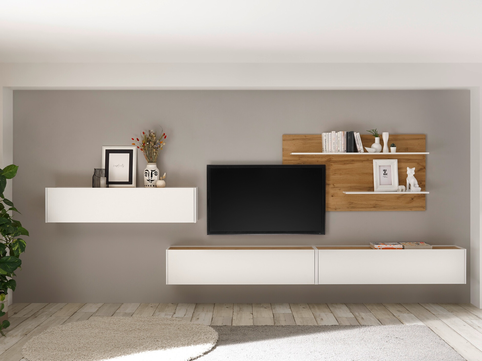 Nappali szett Elbsori 121 (Fehér + Wotan tölgy)