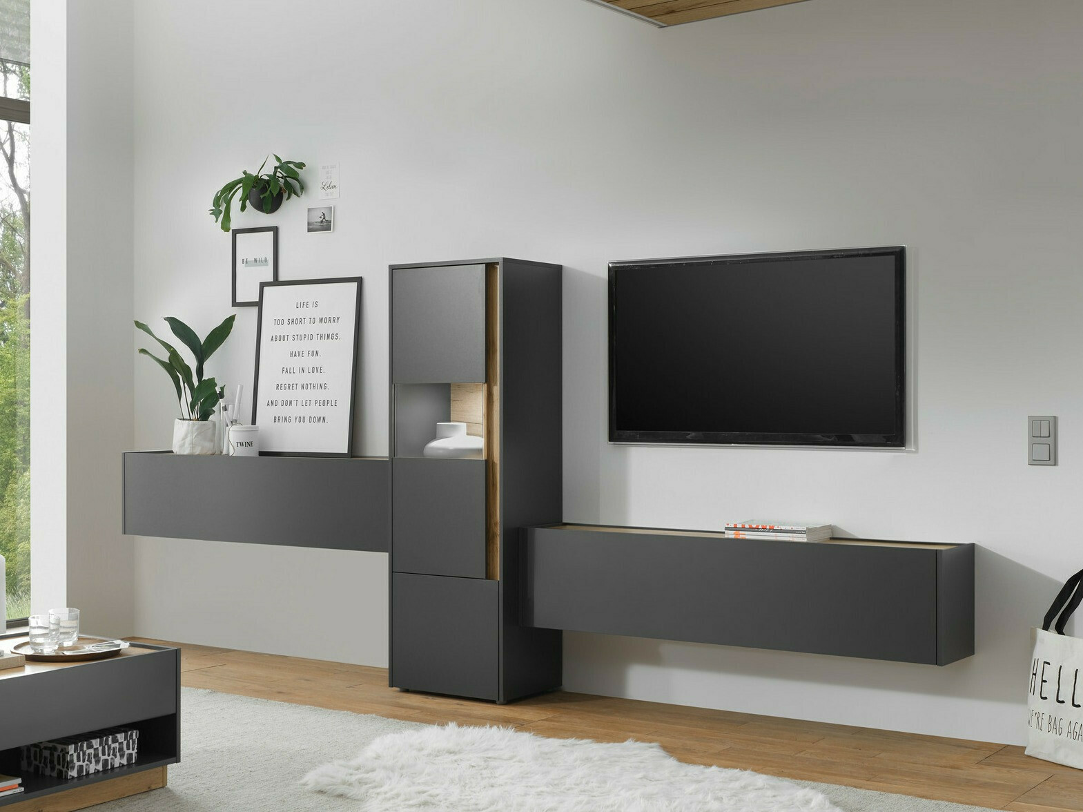 Nappali szett Elbsori 122 (Antracit + Wotan tölgy)