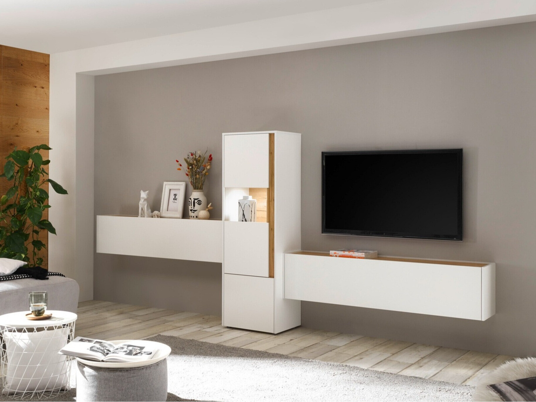 Nappali szett Elbsori 122 (Fehér + Wotan tölgy)