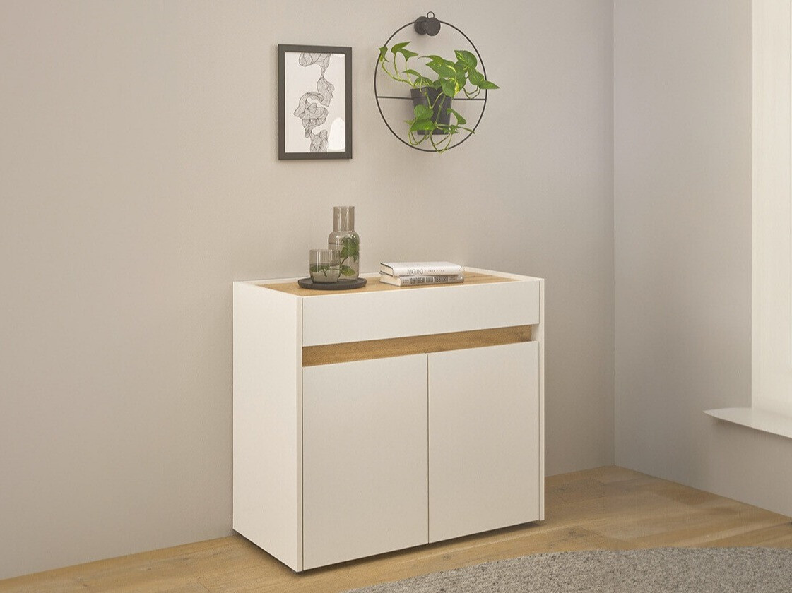 Komód Elbsori 110 (Fehér + Wotan tölgy)