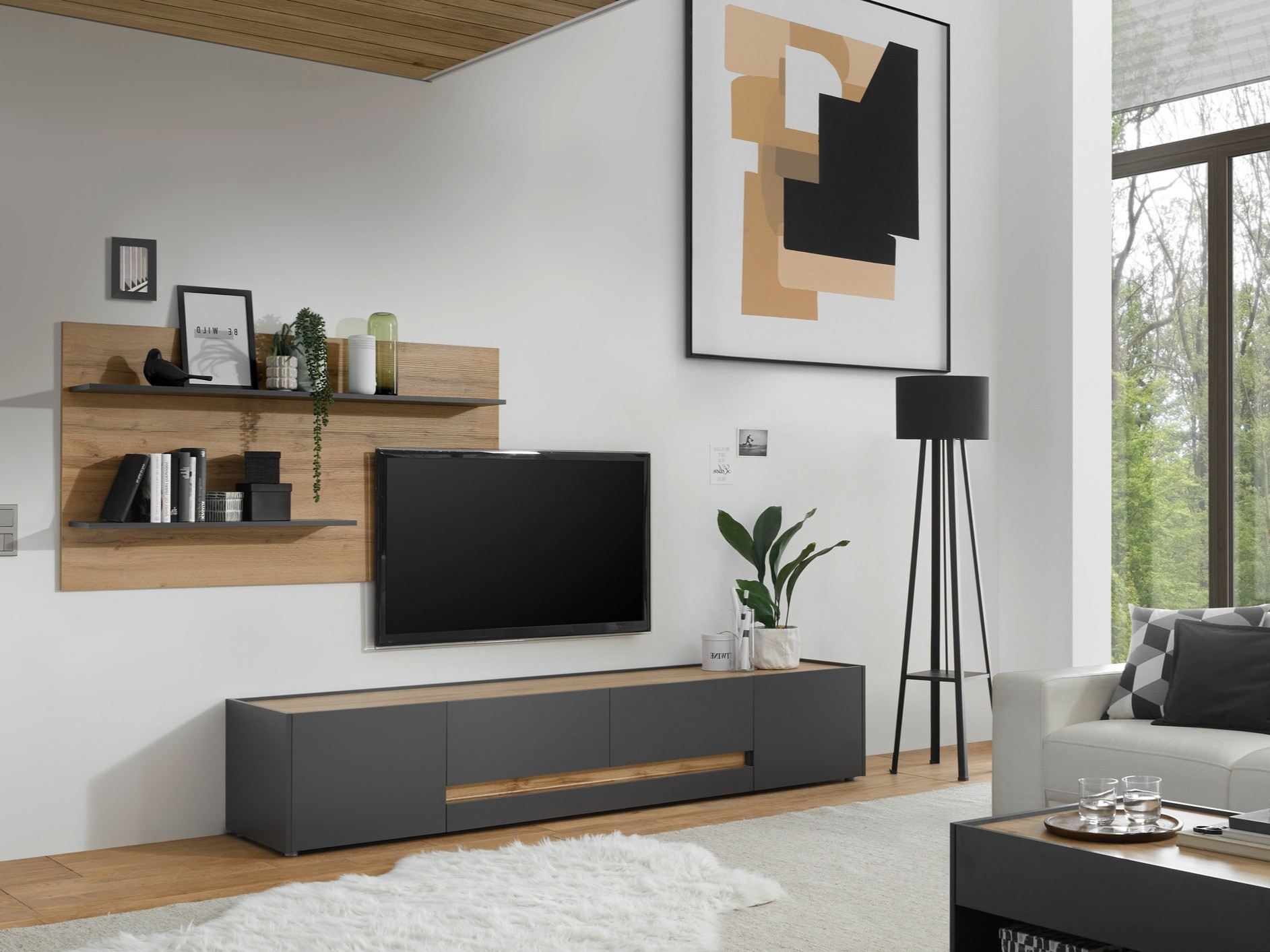 Nappali szett Elbsori 124 (Antracit + Wotan tölgy)