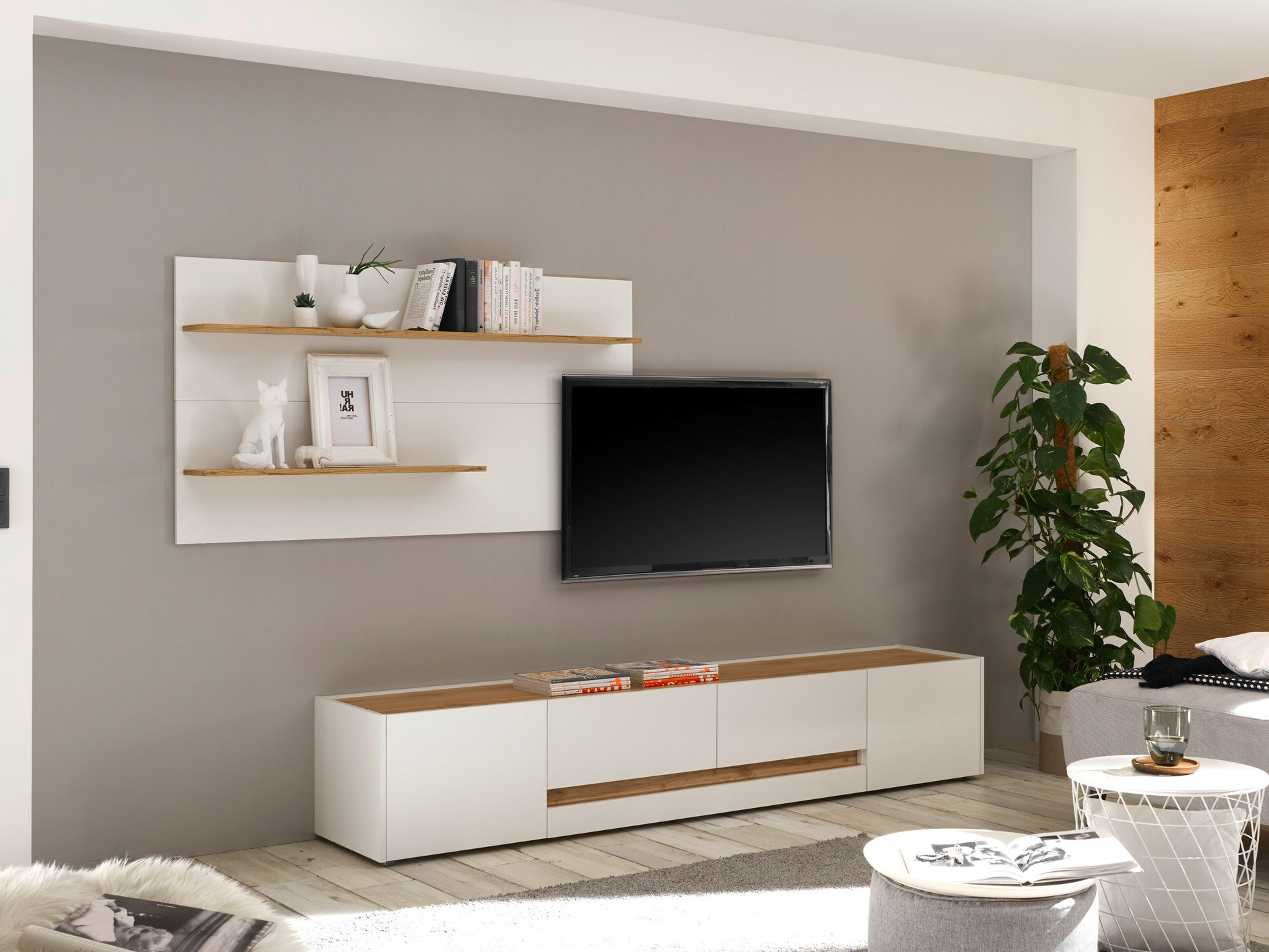 Nappali szett Elbsori 124 (Fehér + Wotan tölgy)