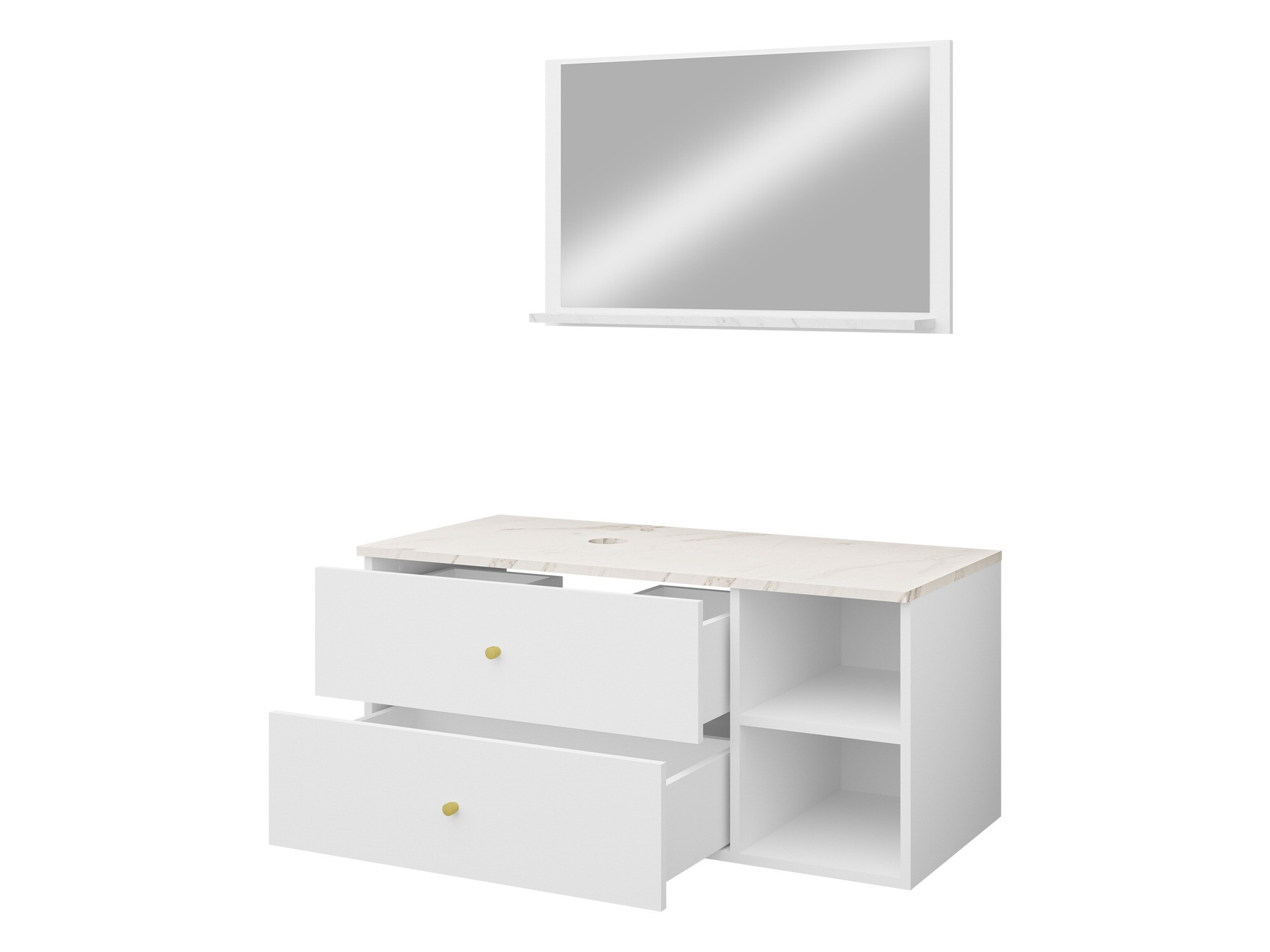 Fürdőszobai garnitúra Ophruvi 100 (Fekete + Fekete márvány)