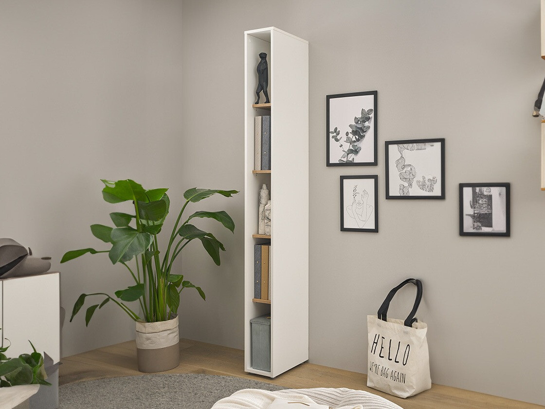 Könyvespolc Elbsori 105 (Fehér + Wotan tölgy)