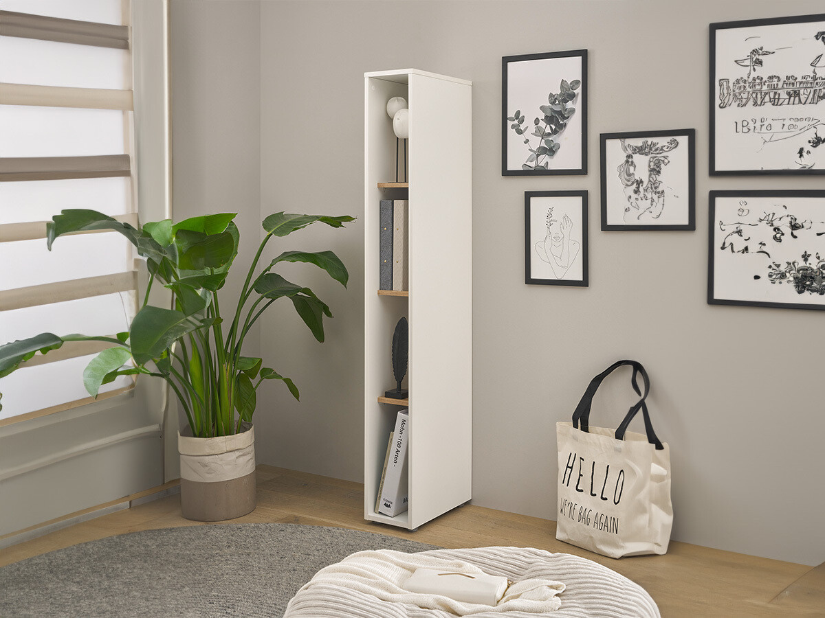 Könyvespolc Elbsori 106 (Fehér + Wotan tölgy)