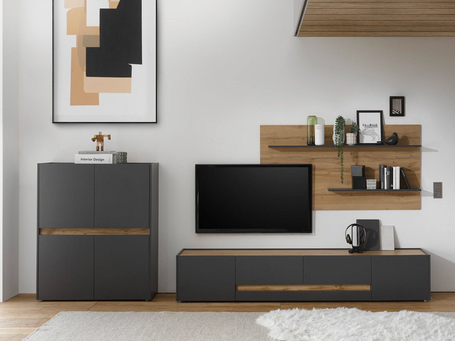 Nappali szett Elbsori 127 (Antracit + Wotan tölgy)