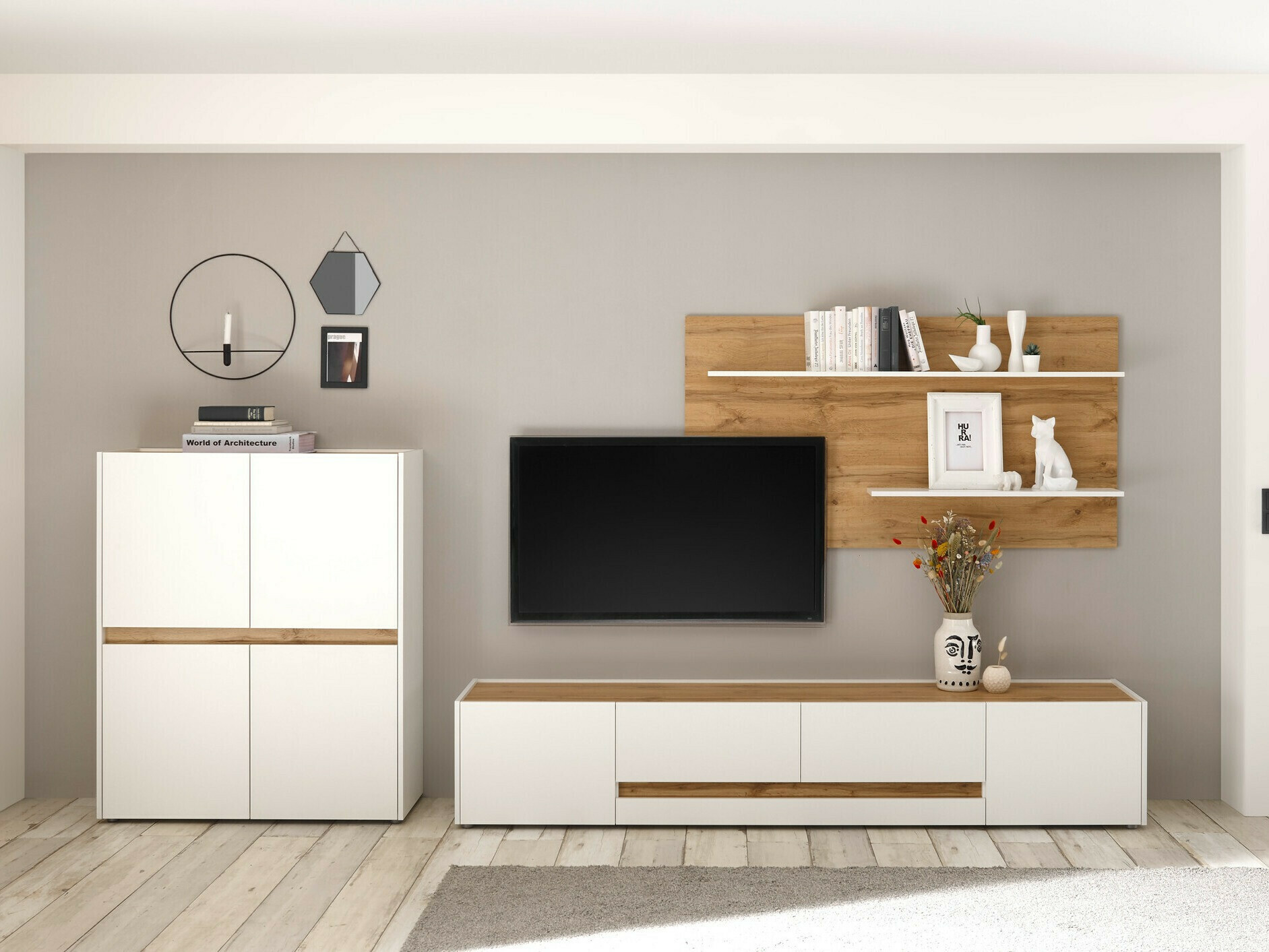 Nappali szett Elbsori 127 (Fehér + Wotan tölgy)