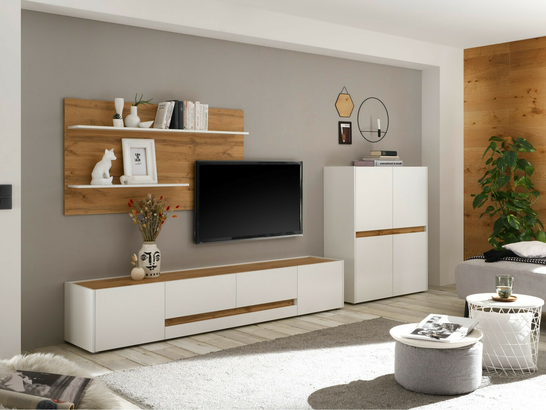 Nappali szett Elbsori 127 (Fehér + Wotan tölgy)