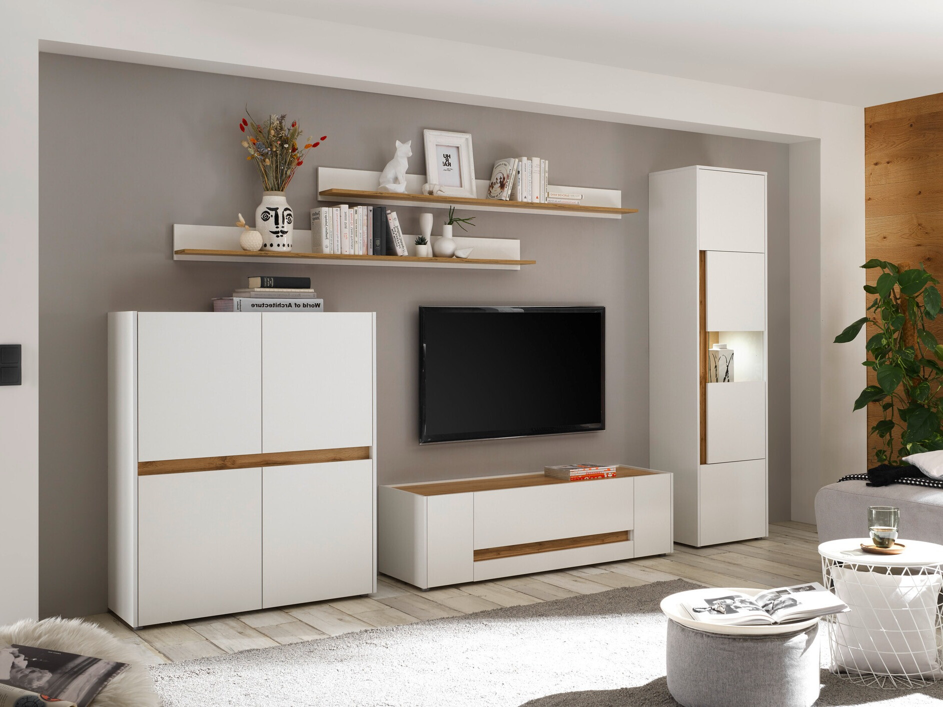 Nappali szett Elbsori 131 (Fehér + Wotan tölgy)