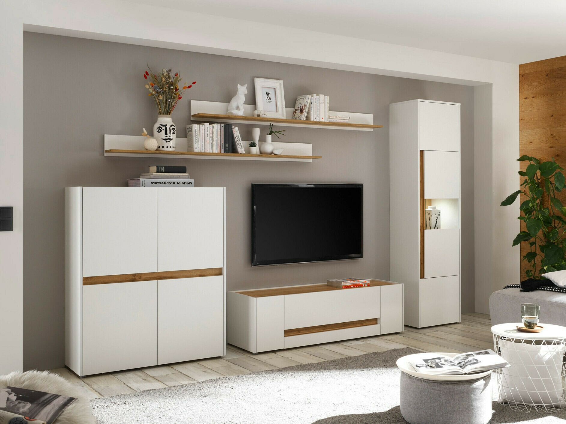 Nappali szett Elbsori 131 (Fehér + Wotan tölgy)