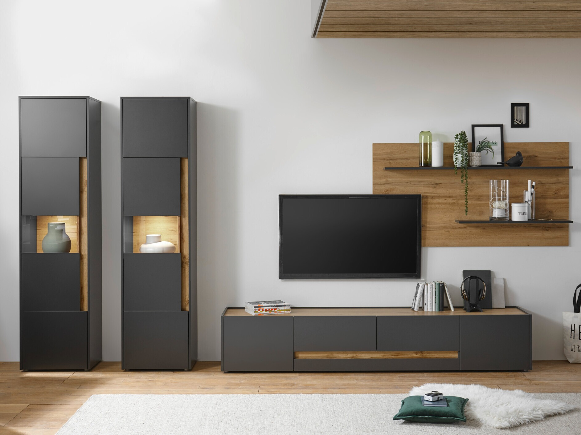 Nappali szett Elbsori 132 (Antracit + Wotan tölgy)