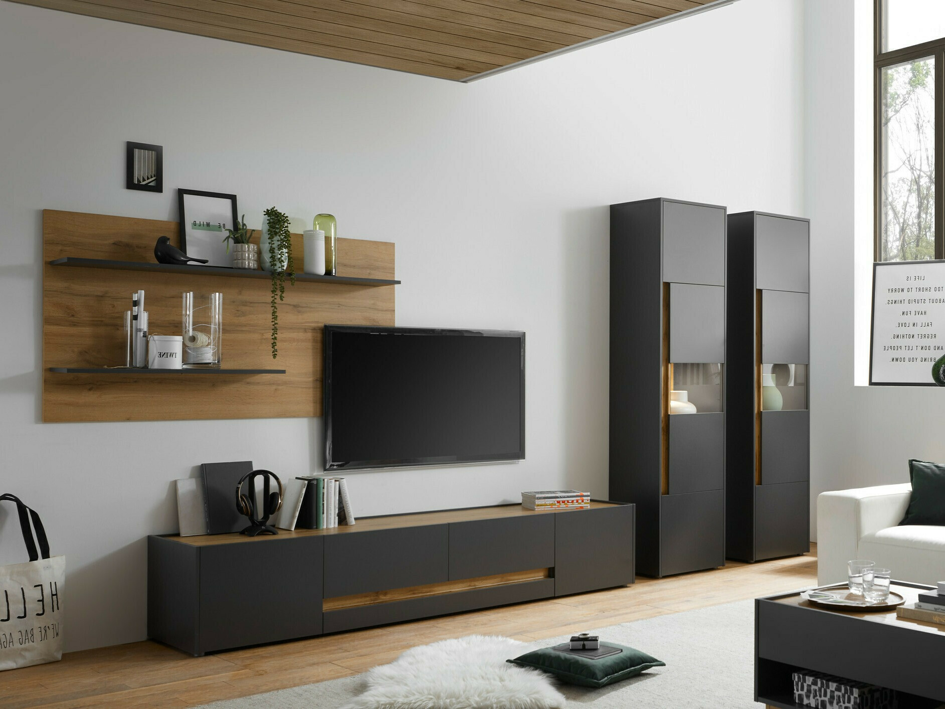 Nappali szett Elbsori 132 (Antracit + Wotan tölgy)