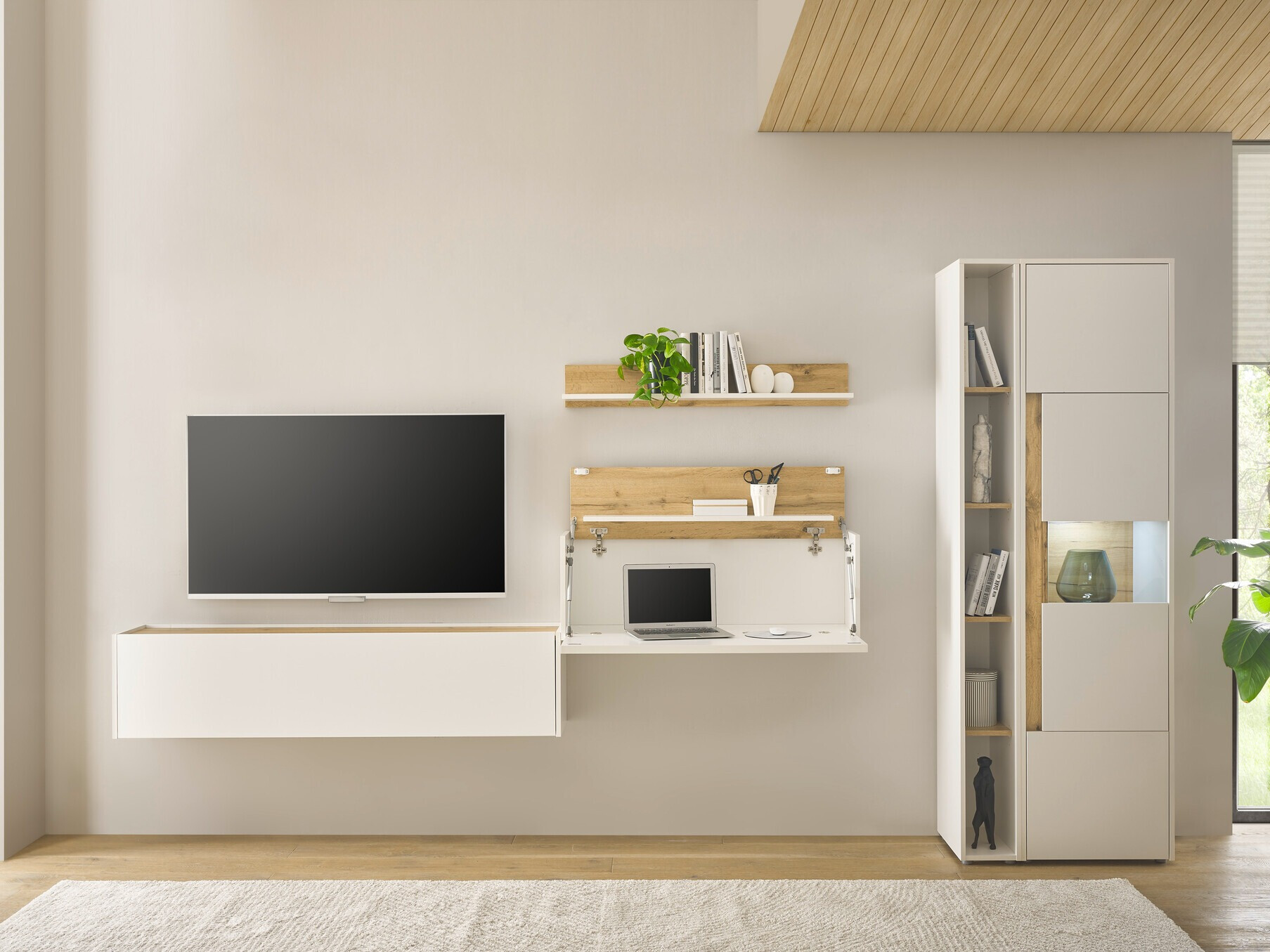 Nappali szett Elbsori 133 (Fehér + Wotan tölgy)