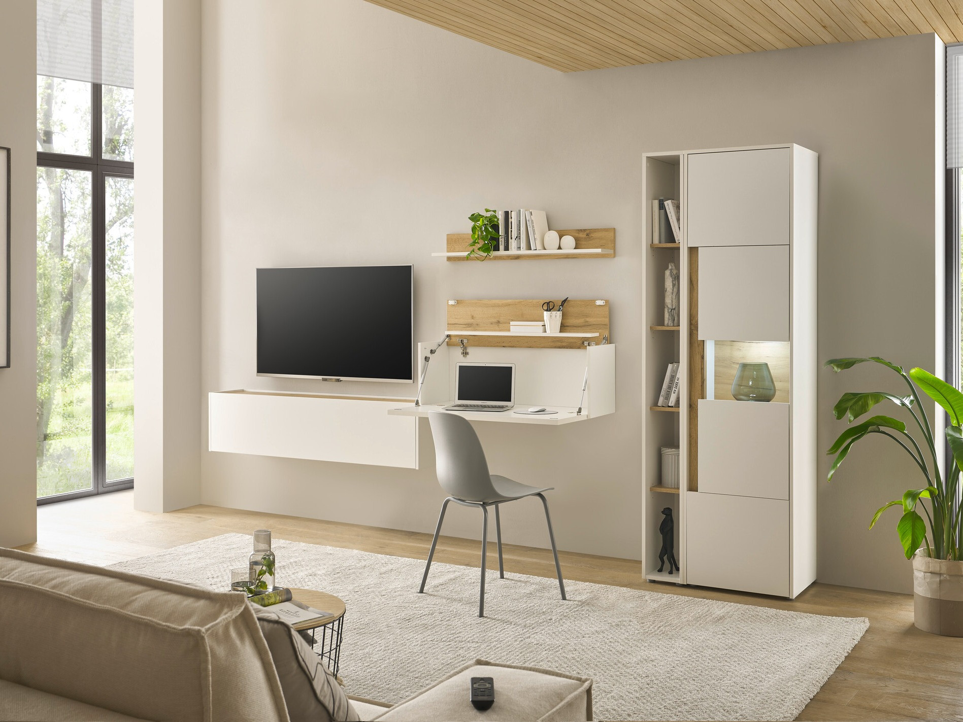 Nappali szett Elbsori 133 (Fehér + Wotan tölgy)