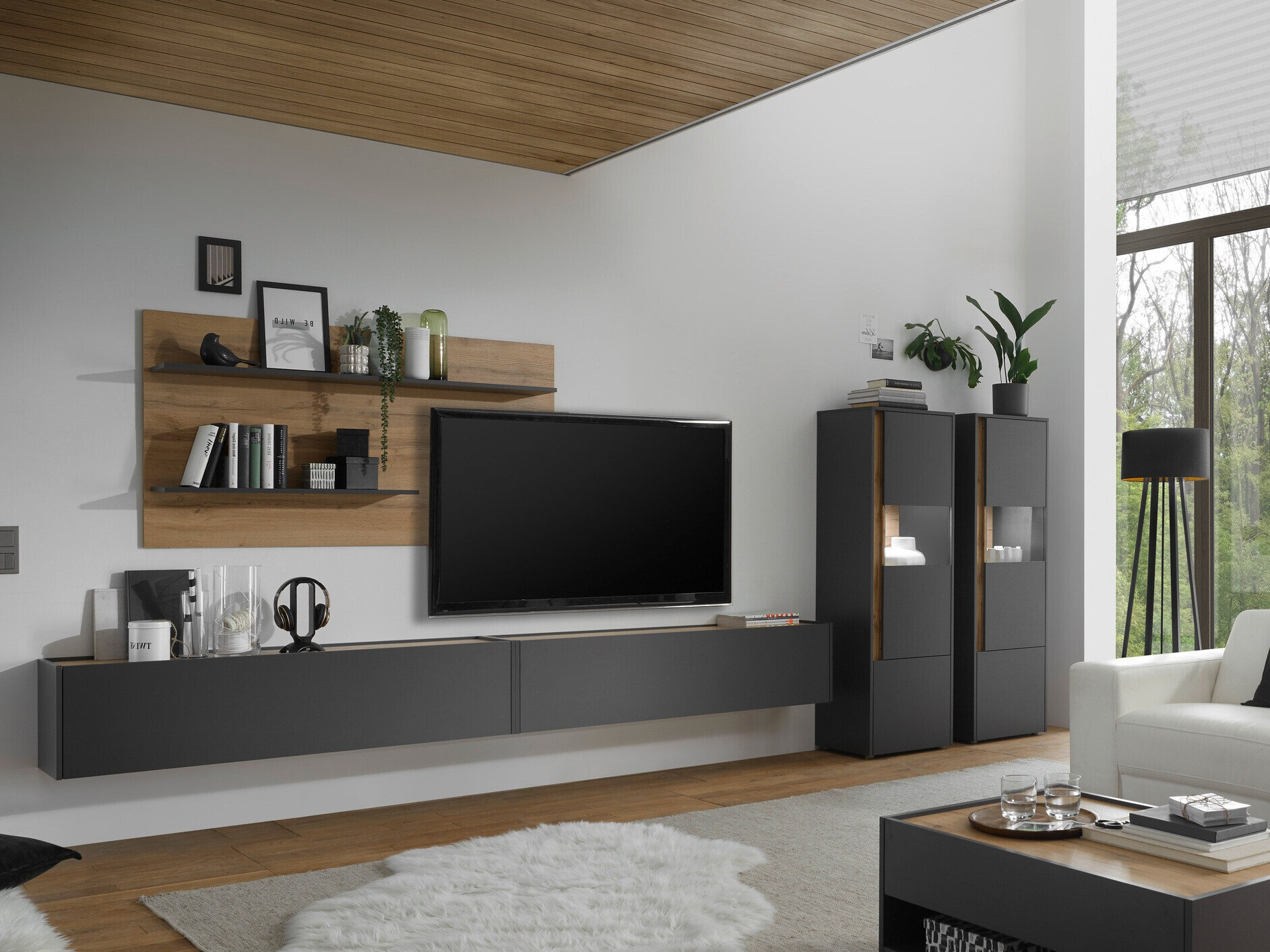 Nappali szett Elbsori 135 (Antracit + Wotan tölgy)