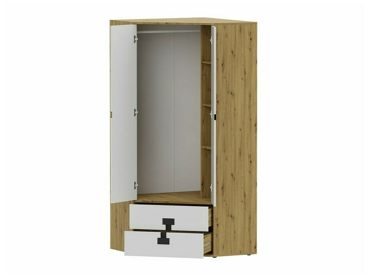 Sarokszekrény Florevi 114 (Fényes fehér + Artisan tölgy)