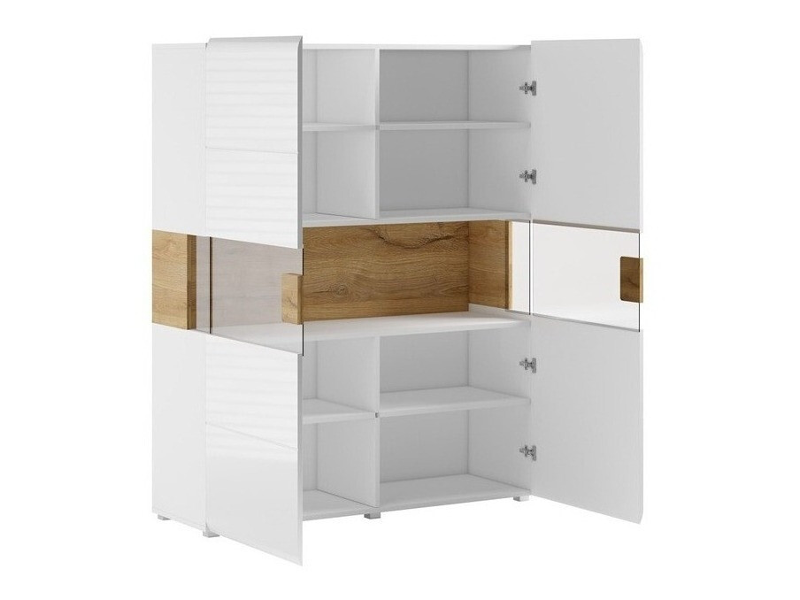 Könyvespolc Torsone 107 (Fehér + Fényes fehér + San remo tölgy)