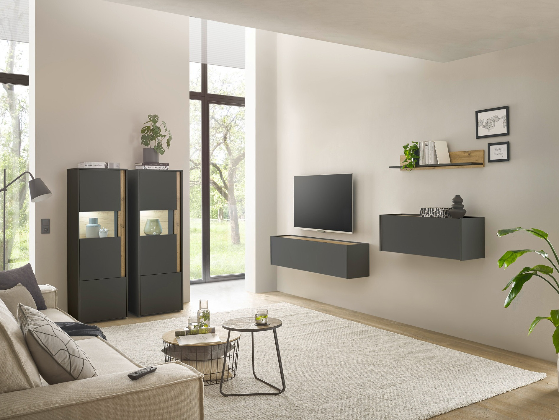 Nappali szett Elbsori 136 (Antracit + Wotan tölgy)