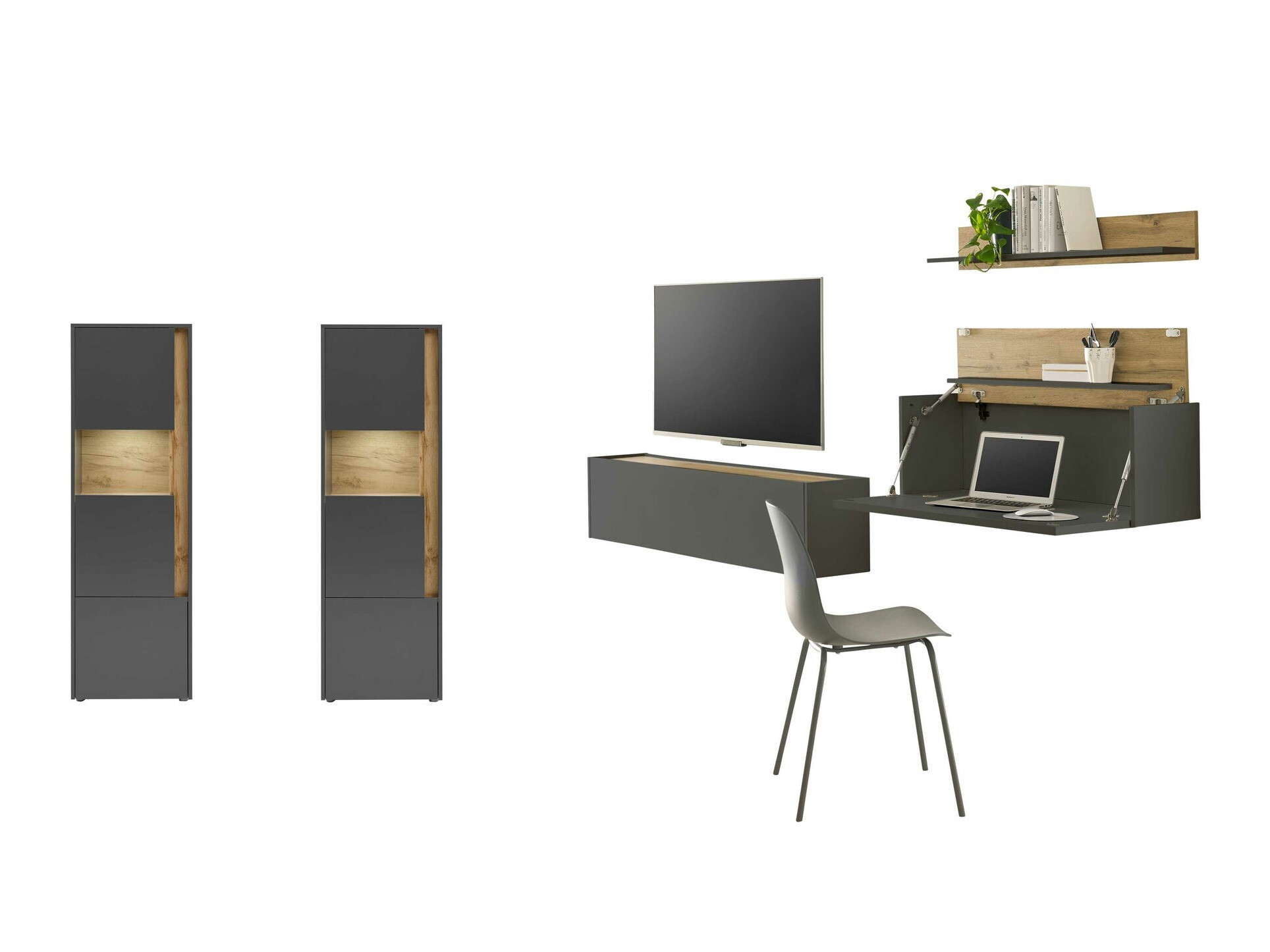 Nappali szett Elbsori 136 (Antracit + Wotan tölgy)