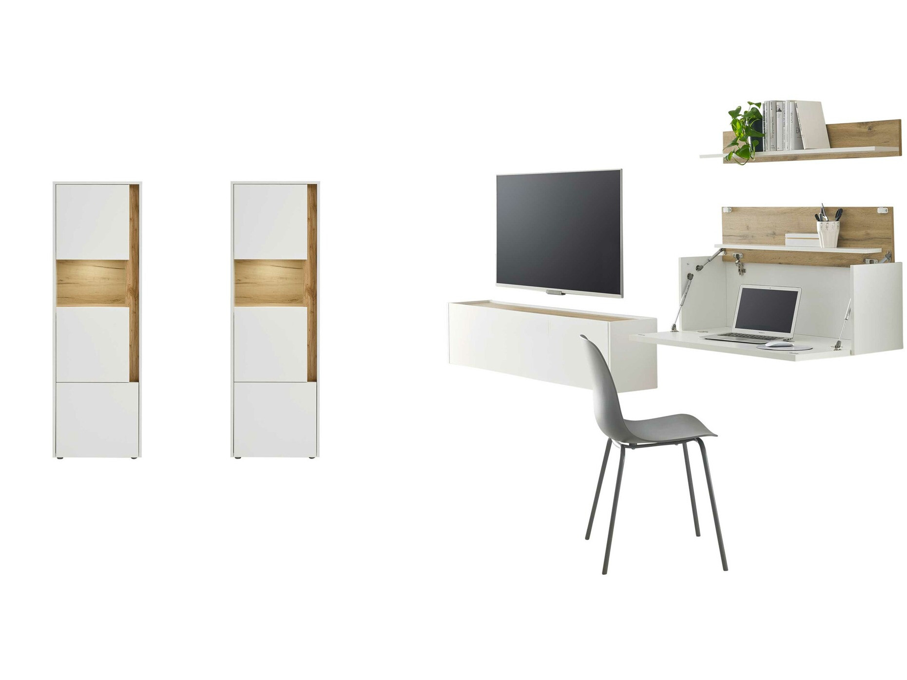 Nappali szett Elbsori 136 (Fehér + Wotan tölgy)