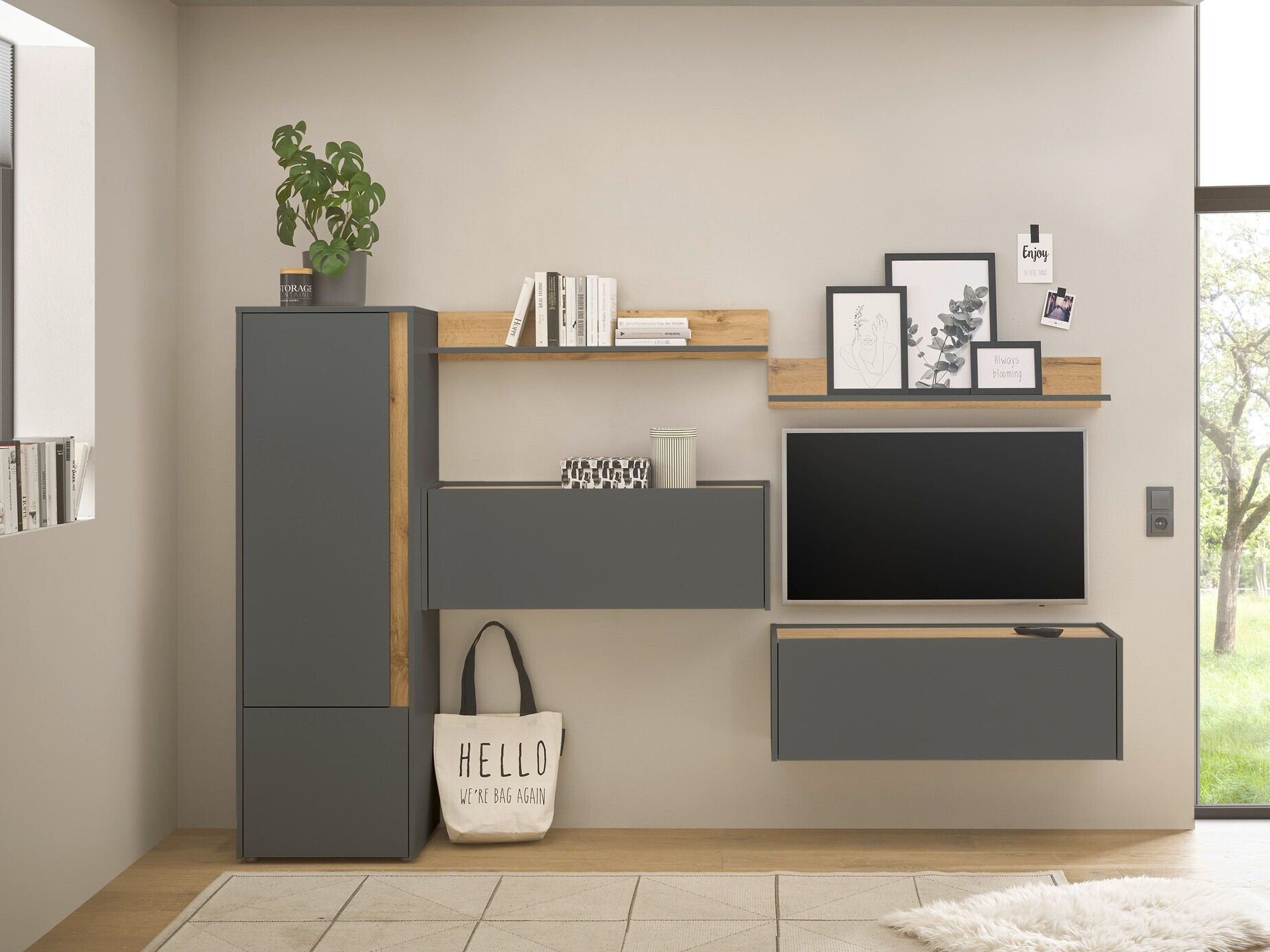 Nappali szett Elbsori 138 (Antracit + Wotan tölgy)