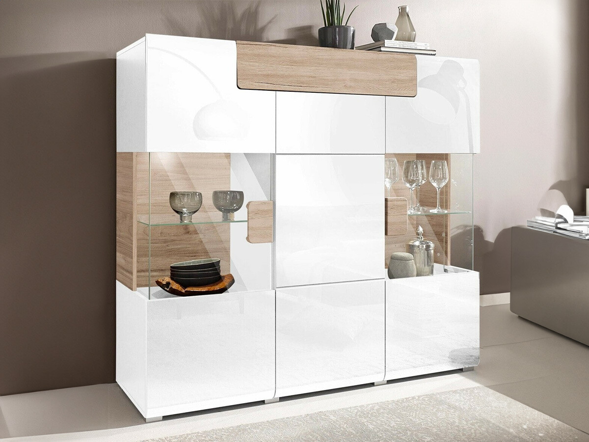 Szekrény Torsone 100 (Fehér + Fényes fehér + San remo tölgy)