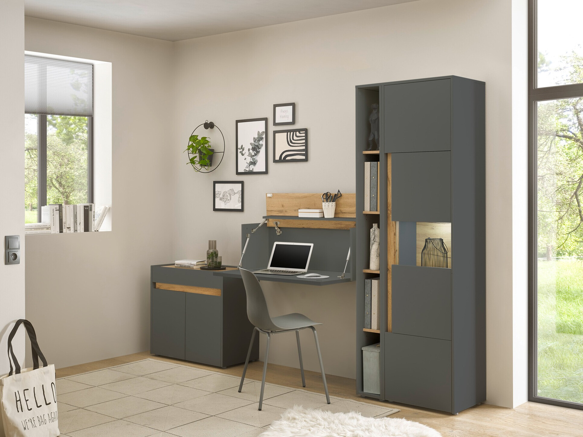 Bútorkészlet Elbsori 139 (Antracit + Wotan tölgy)