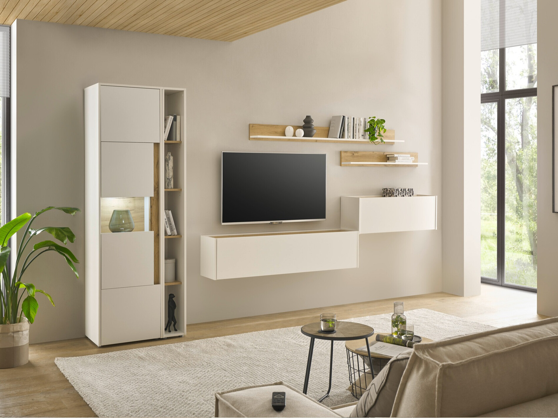 Nappali szett Elbsori 140 (Fehér + Wotan tölgy)