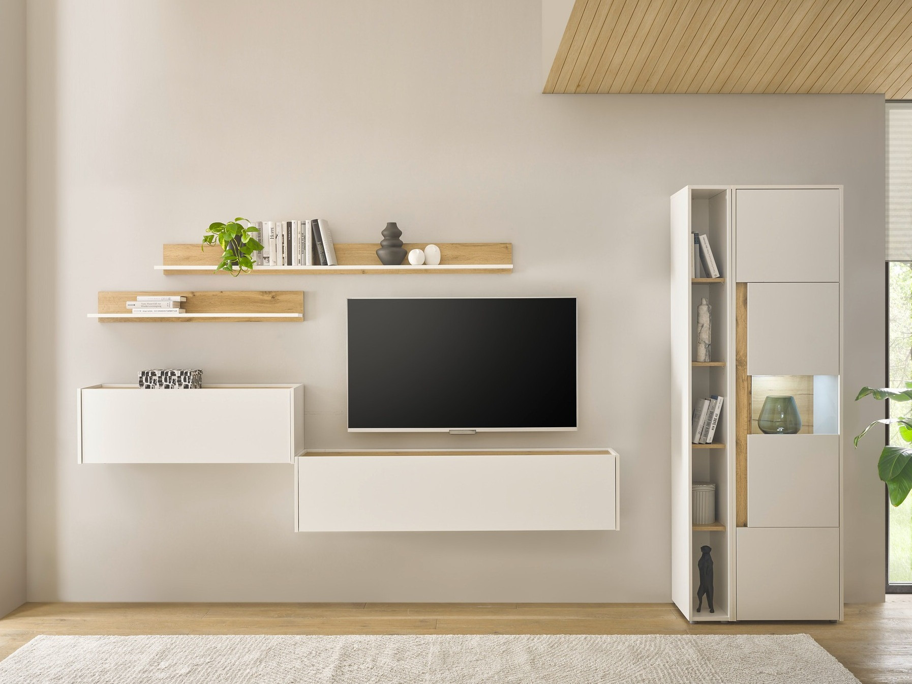 Nappali szett Elbsori 140 (Fehér + Wotan tölgy)