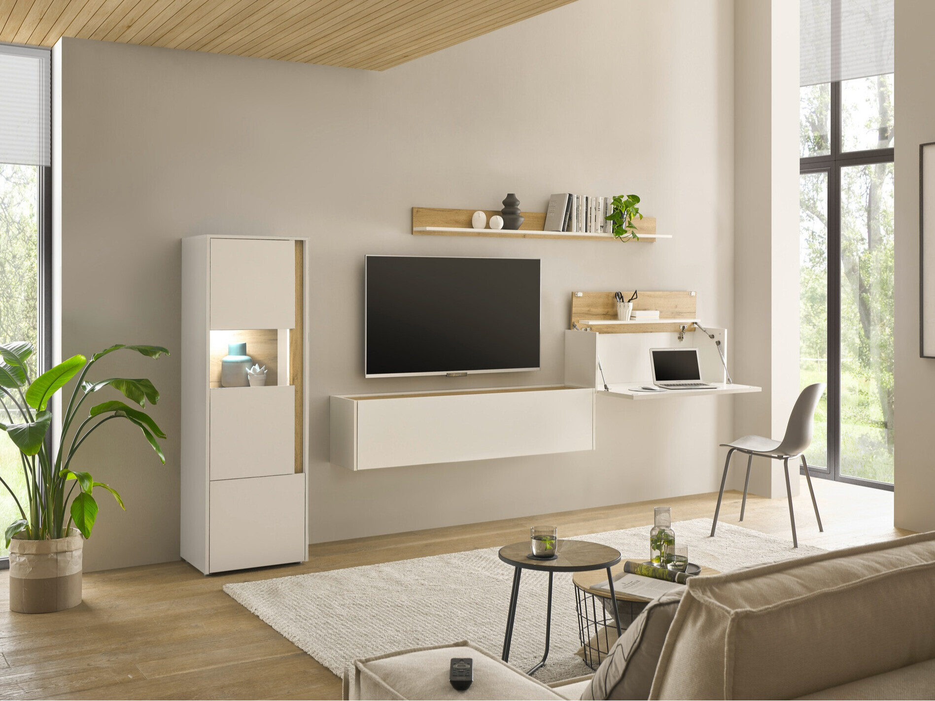 Nappali szett Elbsori 141 (Fehér + Wotan tölgy)