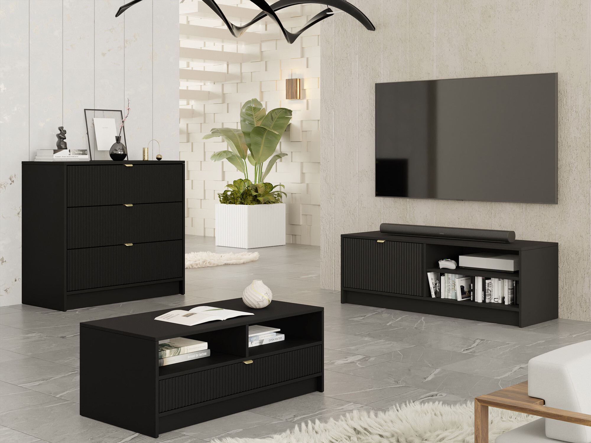 Nappali szett Comfivo Larmire 108 (Fekete)