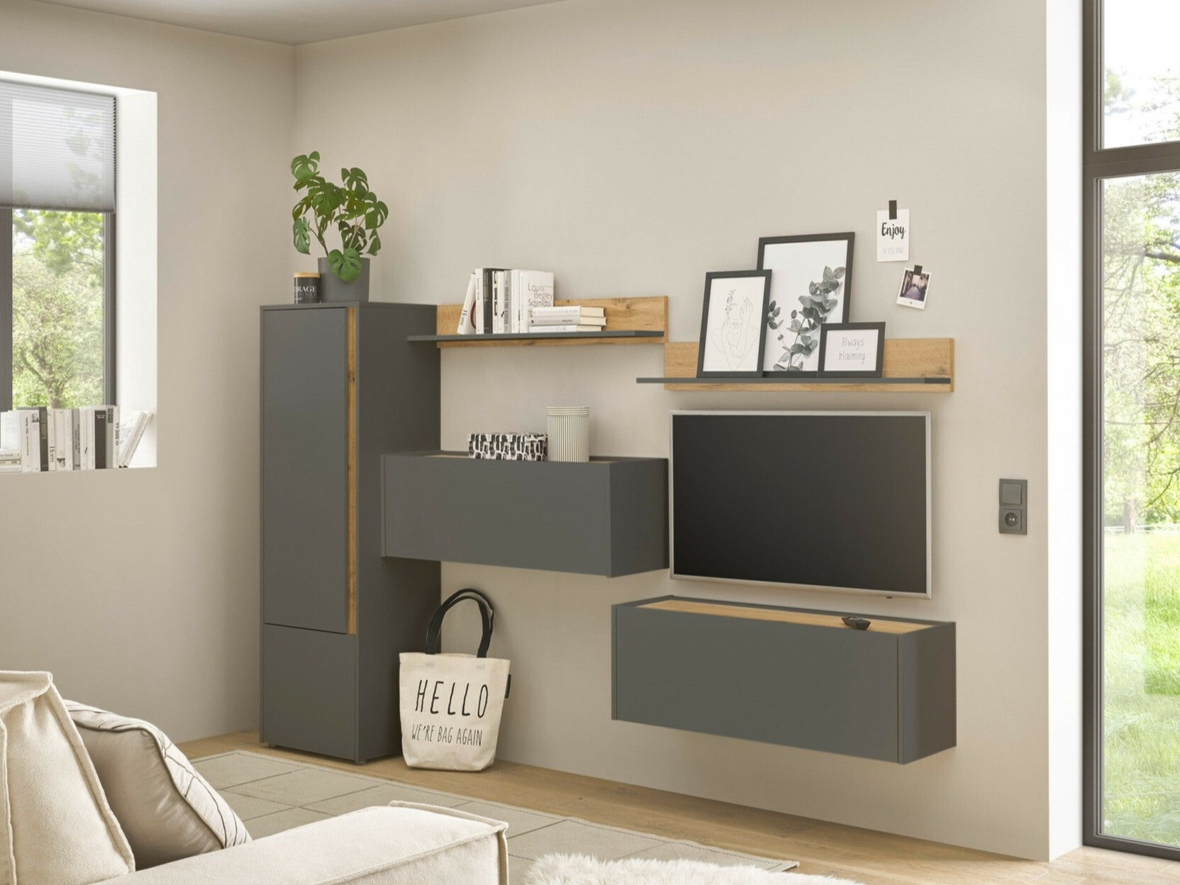 Nappali szett Elbsori 138 (Antracit + Wotan tölgy)