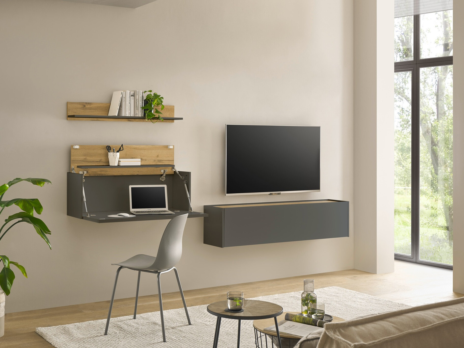 Nappali szett Elbsori 143 (Antracit + Wotan tölgy)