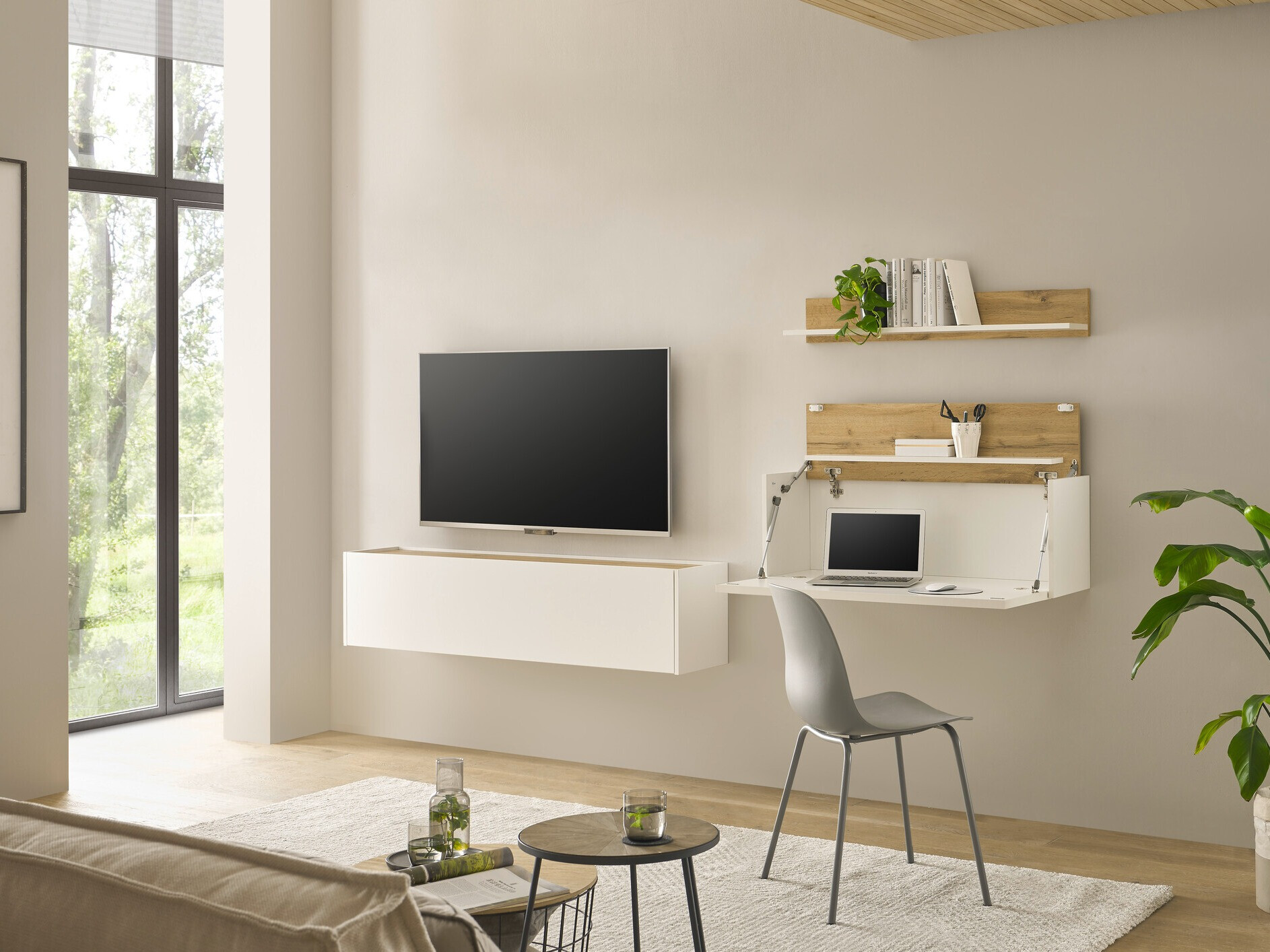 Nappali szett Elbsori 143 (Fehér + Wotan tölgy)