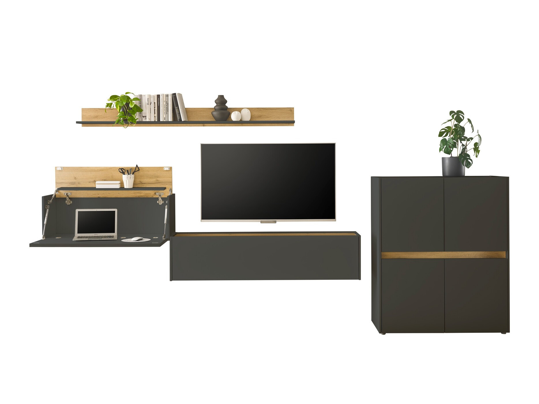 Nappali szett Elbsori 144 (Antracit + Wotan tölgy)