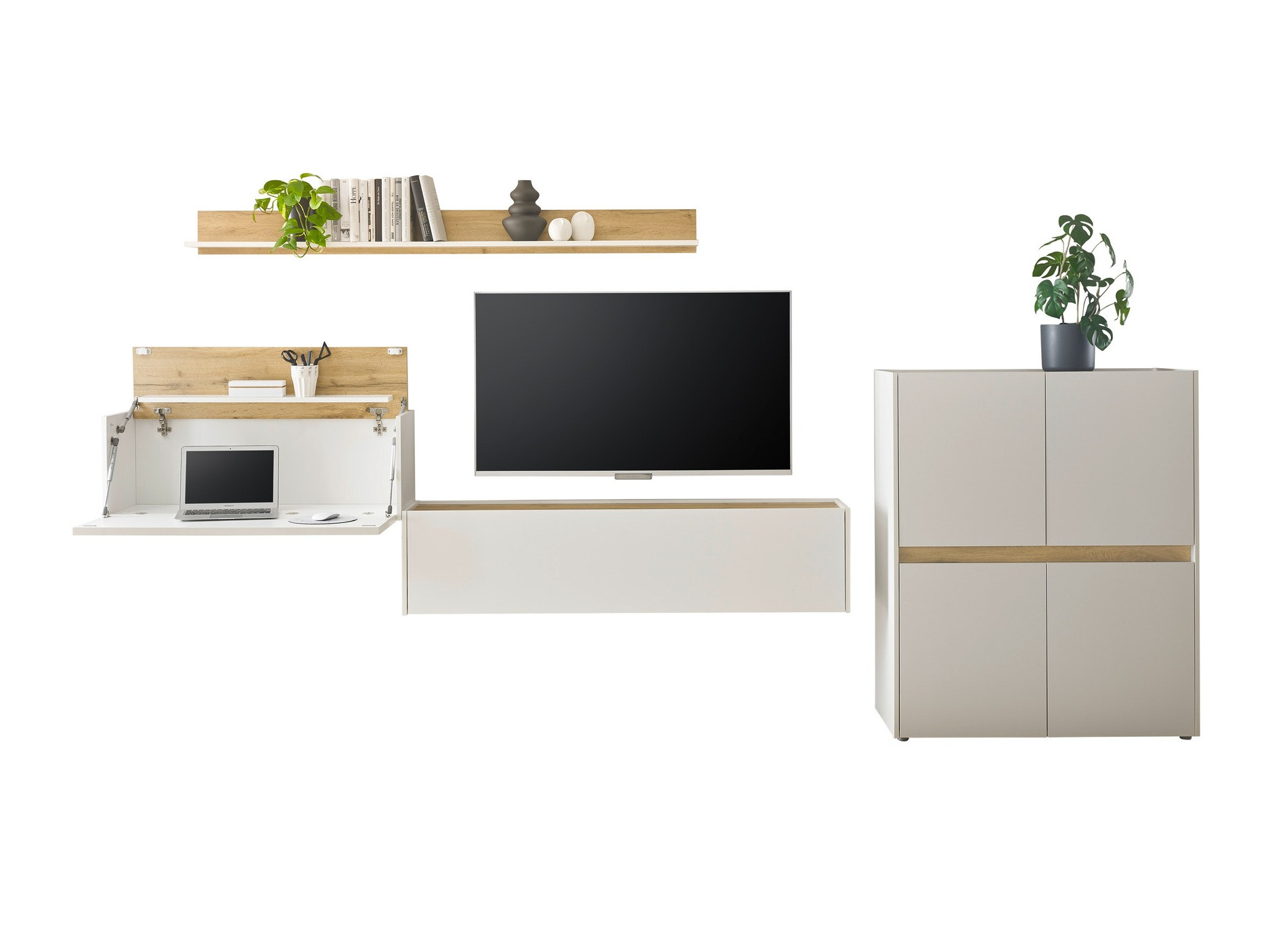 Nappali szett Elbsori 144 (Fehér + Wotan tölgy)