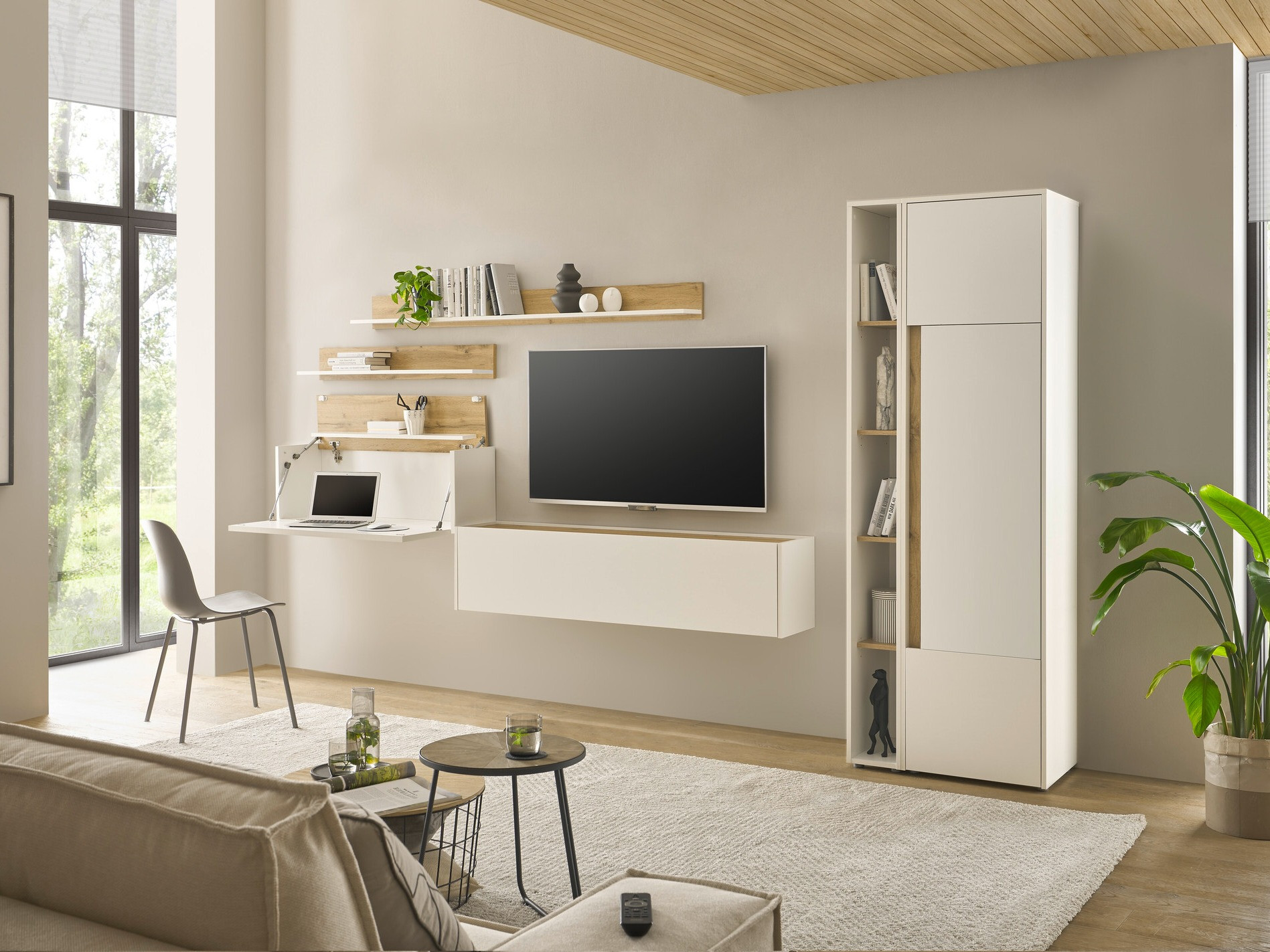 Nappali szett Elbsori 145 (Fehér + Wotan tölgy)