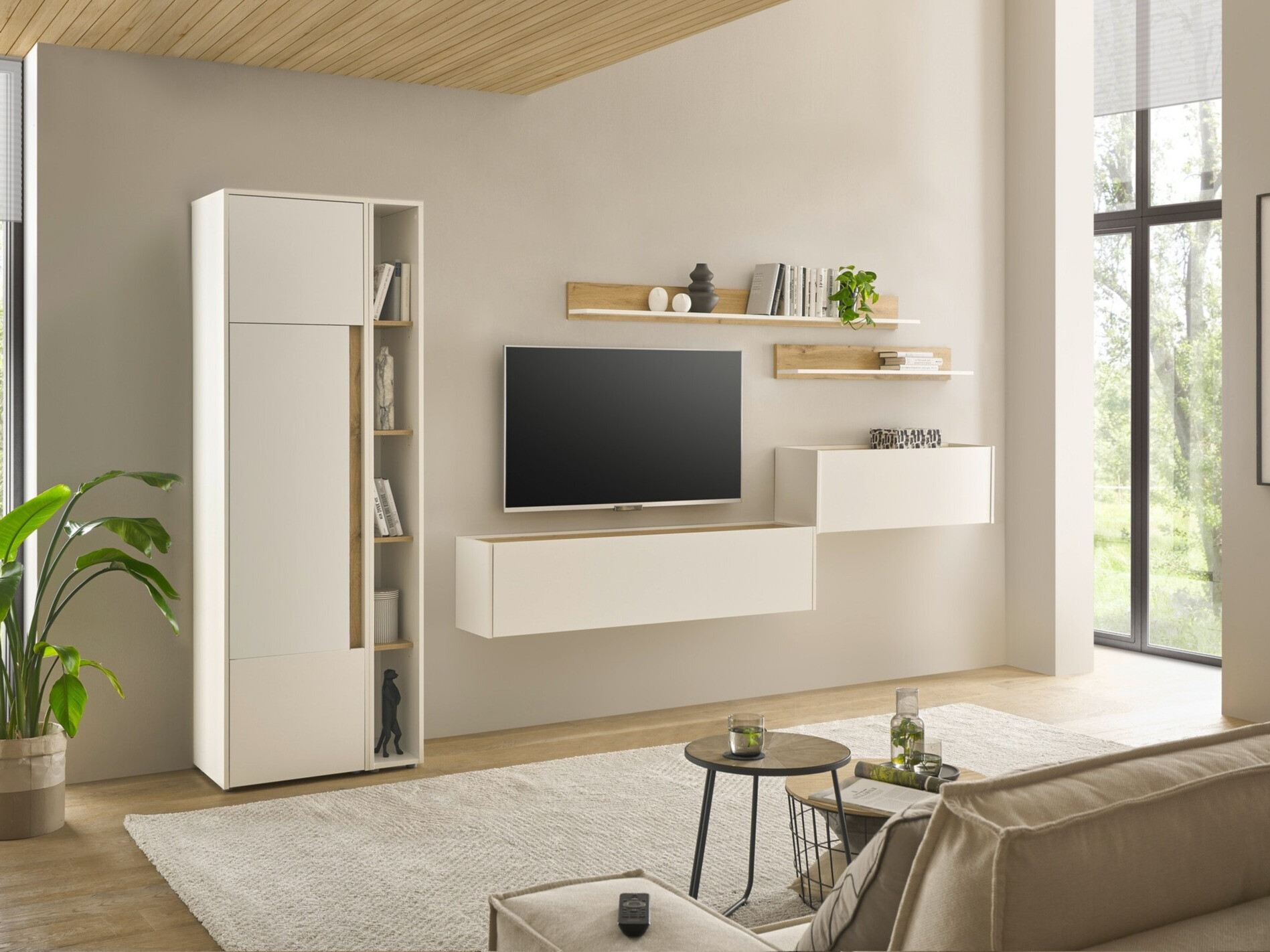 Nappali szett Elbsori 145 (Fehér + Wotan tölgy)