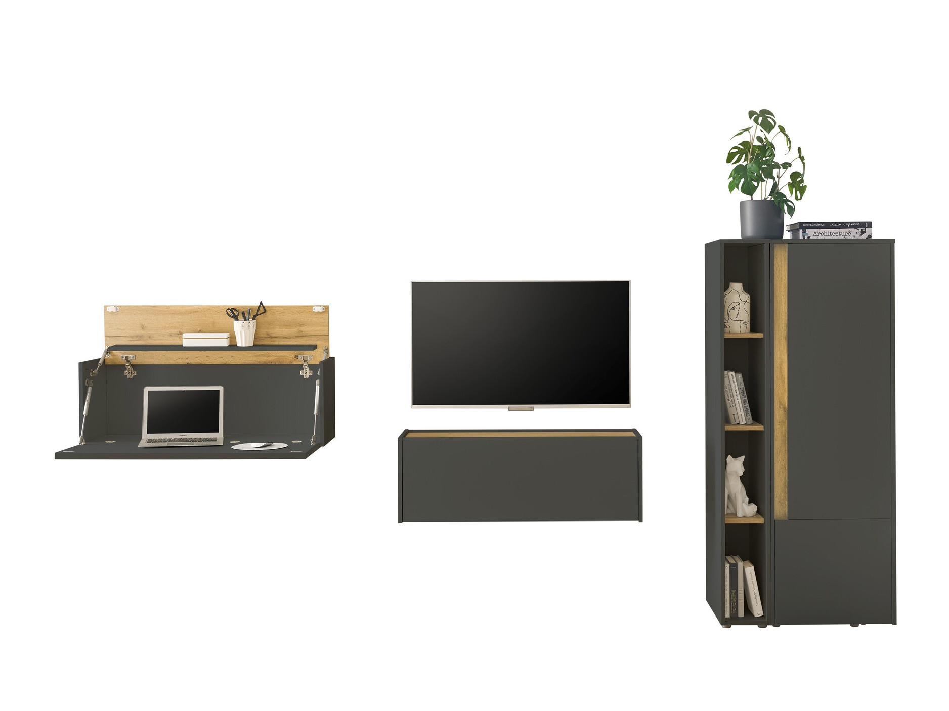 Nappali szett Elbsori 146 (Antracit + Wotan tölgy)