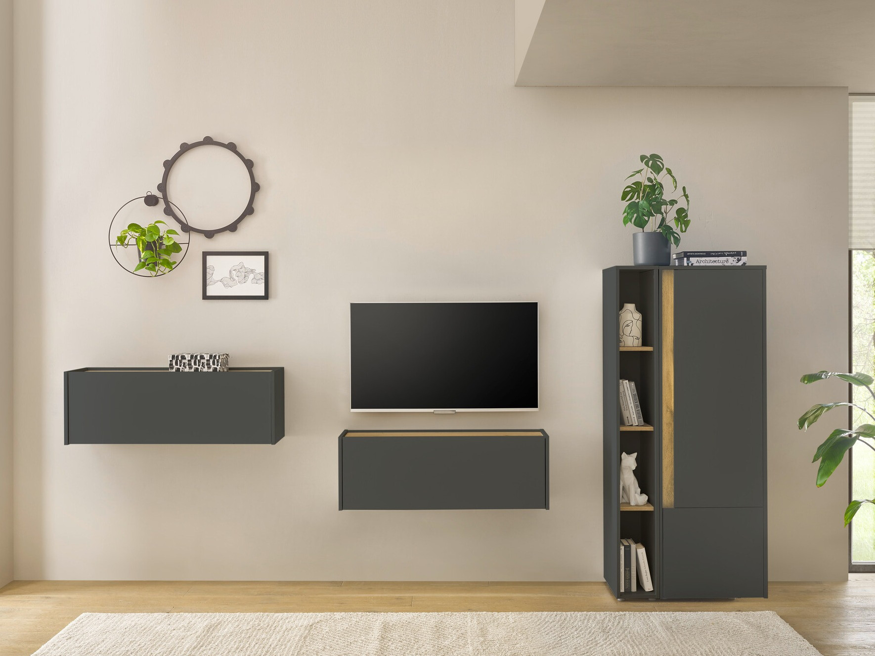 Nappali szett Elbsori 146 (Antracit + Wotan tölgy)