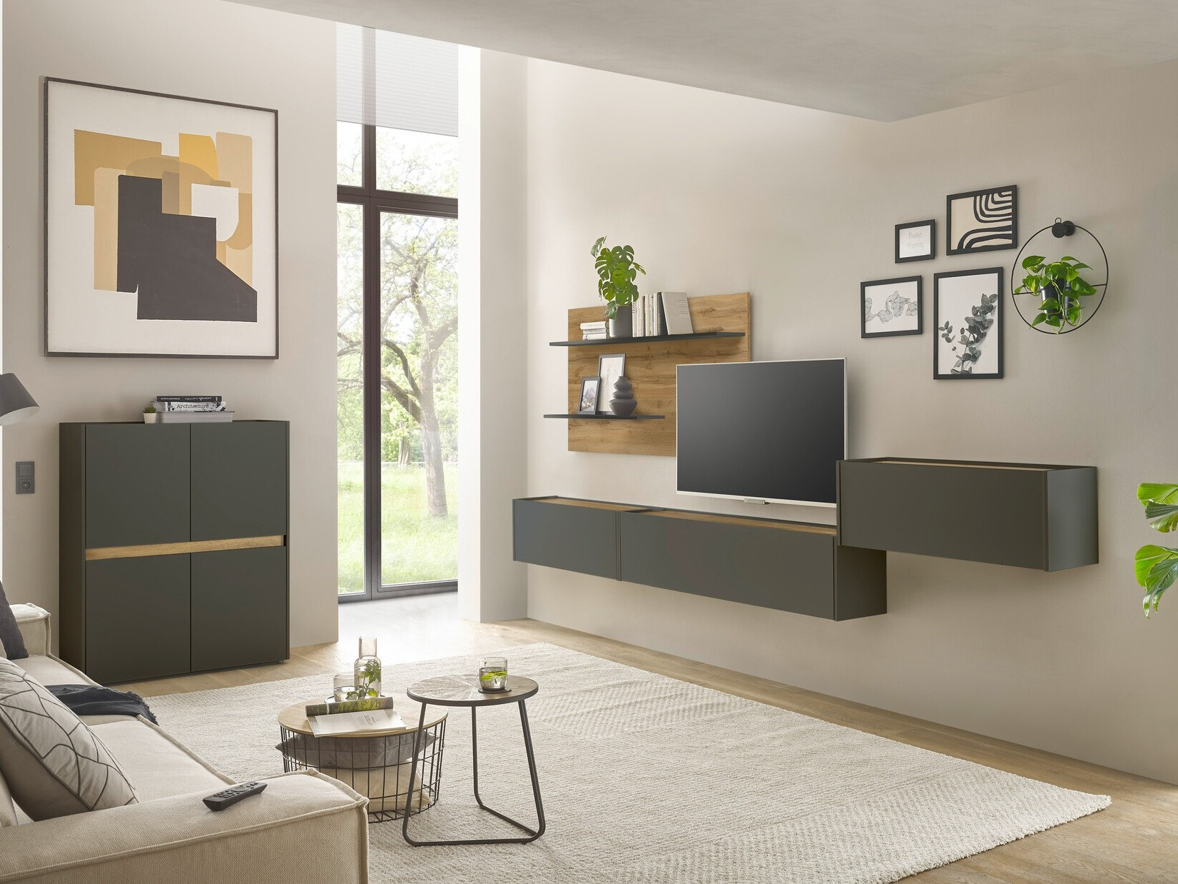 Nappali szett Elbsori 147 (Antracit + Wotan tölgy)