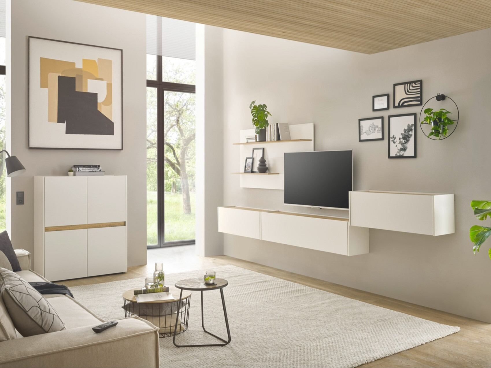 Nappali szett Elbsori 147 (Fehér + Wotan tölgy)