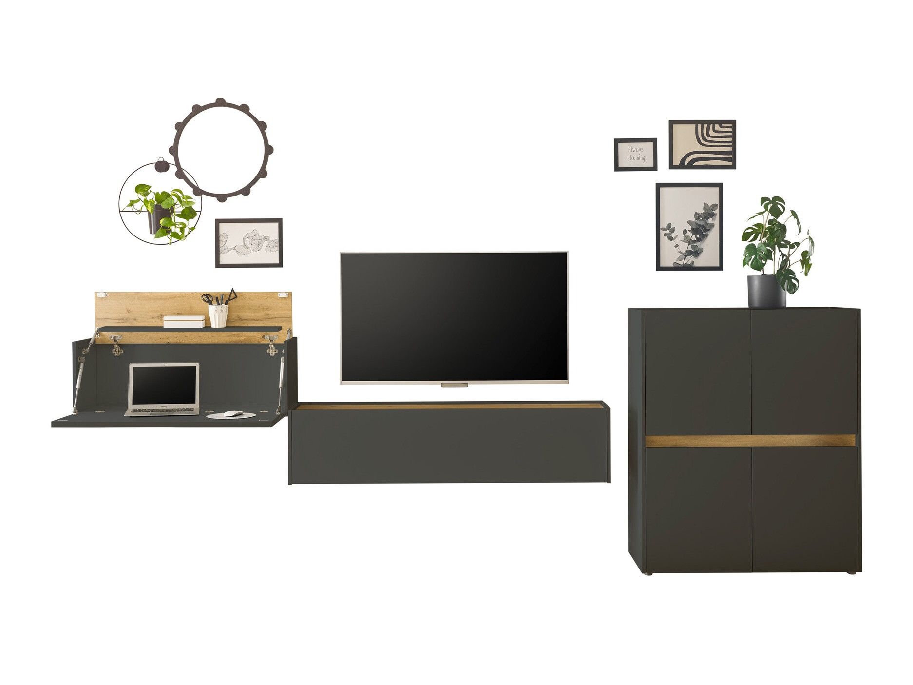 Nappali szett Elbsori 148 (Antracit + Wotan tölgy)