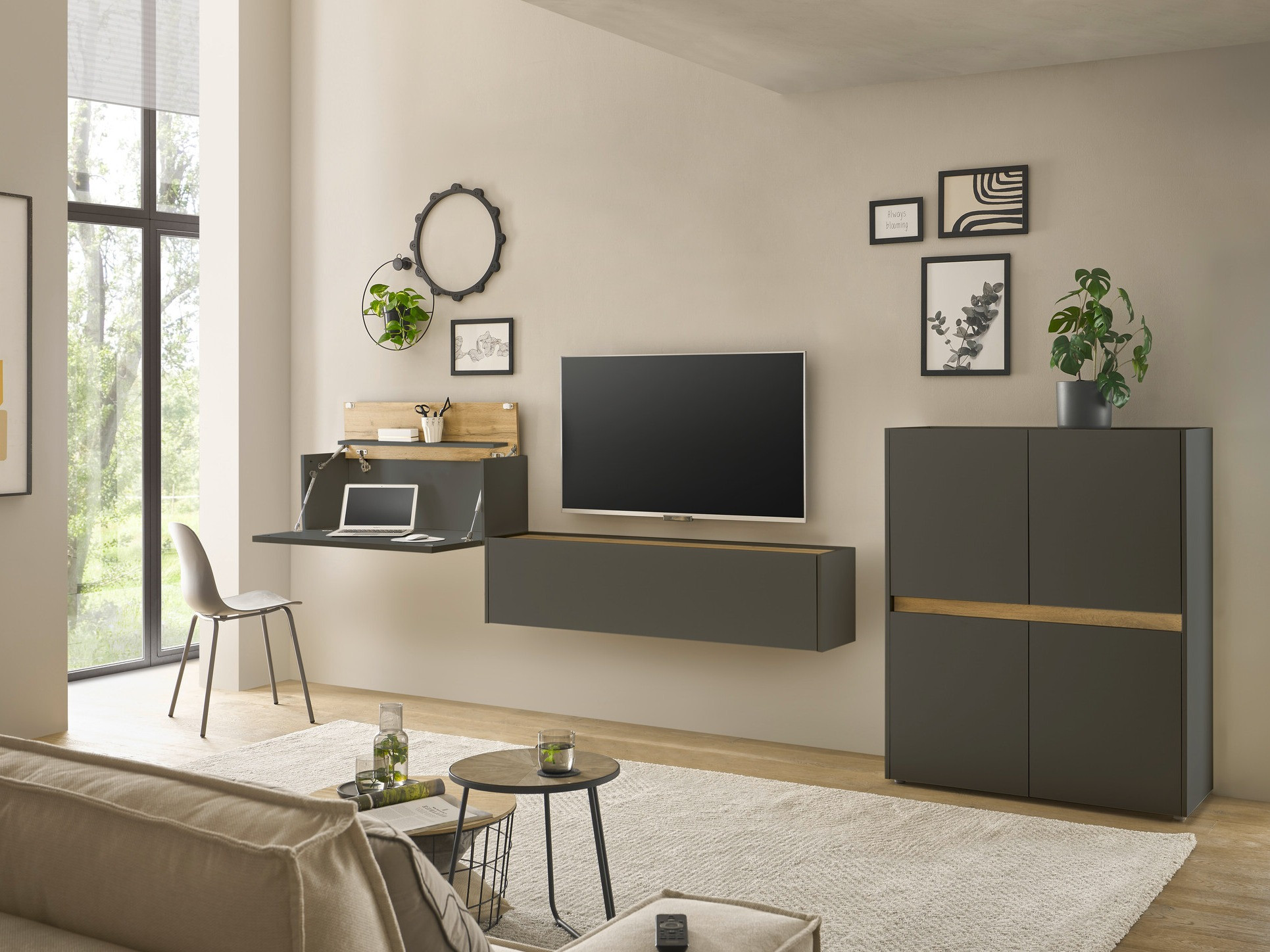 Nappali szett Elbsori 148 (Antracit + Wotan tölgy)