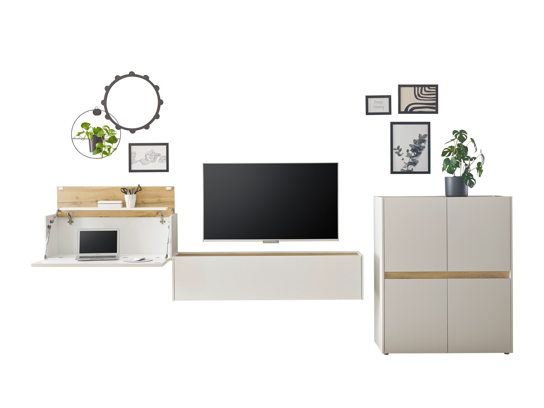 Nappali szett Elbsori 148 (Fehér + Wotan tölgy)