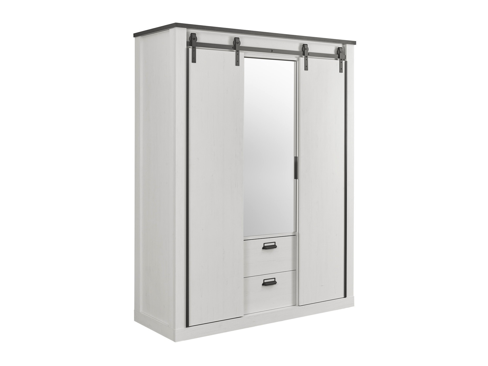 Gardróbszekrény Cirtale 107 (Antracit + Fehérített fenyő)