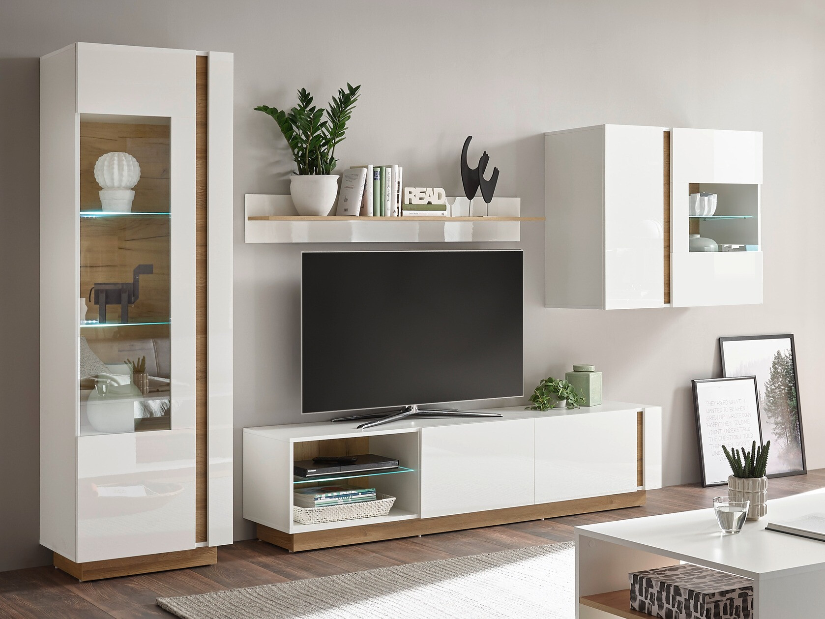 Könyvespolc Veropho 100 (Fényes fehér + Grandson tölgy)